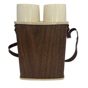 Vintage Thermo-Serv Company Double Hot Drink Soup Carrier Faux Wood Grain USA